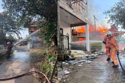 Antara rumah yang musnah dalam kebakaran di Kampung Gudon, Manggatal, Kota Kinabalu.