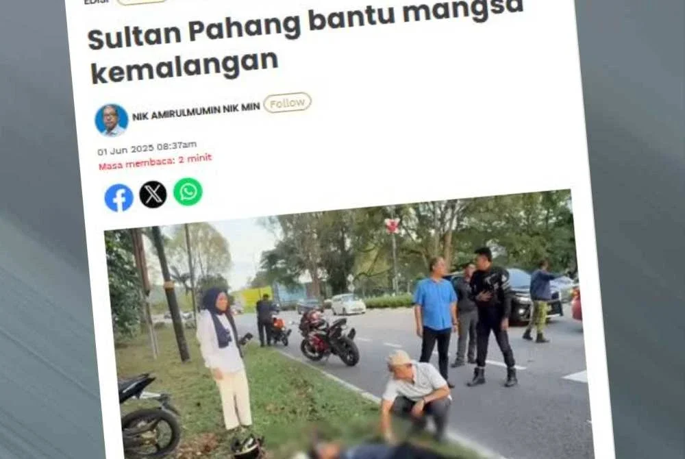 Keprihatinan Baginda membantu mangsa kemalangan yang pernah disiarkan Sinar Harian sebelum ini.