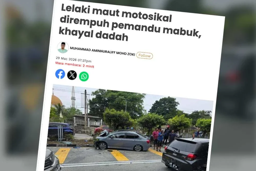 Laporan Sinar Harian mengenai kemalangan yang meragut nyawa Allahyarham Amirul Hafiz pada Ahad.