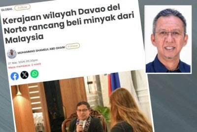 Saiful Yazan (gambar kecil) memaklumkan tidak mengetahui pihak yang dikatakan mengadakan perbincangan dengan Gabenor Wilayah Davao del Norte, Edwin Jubahib.