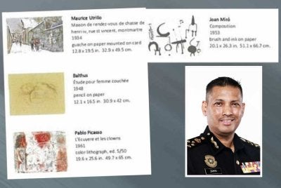Empat lukisan bernilai tinggi yang dikaitkan dengan kes 1MDB dijangka tiba ke Malaysia pada 6 April depan. - Gambar kecil (Mohamad Zamri)