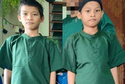 Syamir Zikri (kiri) dan Aiman Haikal (kanan) dilaporkan hilang di Kampung Pasir, Tampoi sejak Jumaat lepas.