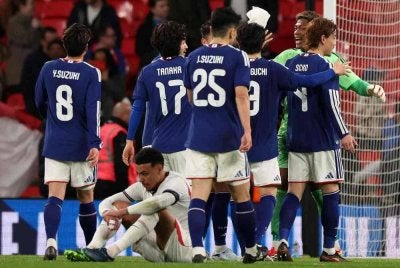 Jepun melakar kejayaan bersejarah menewaskan England di Wembley. - AFP