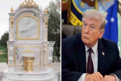 Karya seni protes itu secara terang-terangan mengutuk Trump. - Foto Agensi