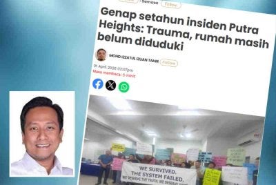 Laporan Sinar Harian mengenai genap setahun insiden Putra Heights. Gambar kecil: Mohd Najwan