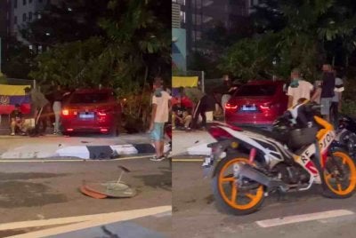 Tangkap layar video tular memaparkan keadaan di lokasi kemalangan tiga kenderaan di Jalan Sultan Ismail, pada Khamis.