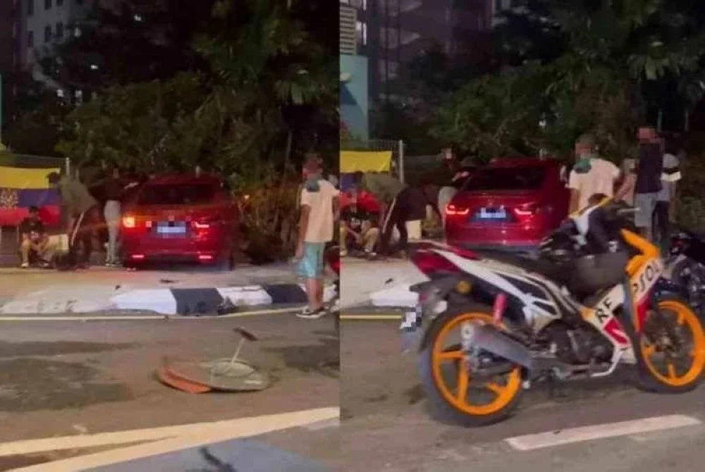 Tangkap layar video tular memaparkan keadaan di lokasi kemalangan tiga kenderaan di Jalan Sultan Ismail, pada Khamis.