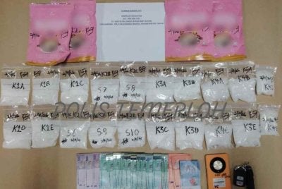 Sejumlah dadah yang dirampas susulan penahanan suspek pada Khamis. Foto FB Polis Temerloh