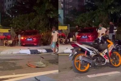 Tangkap layar video tular memaparkan keadaan di lokasi kemalangan tiga kenderaan di Jalan Sultan Ismail, pada Khamis.