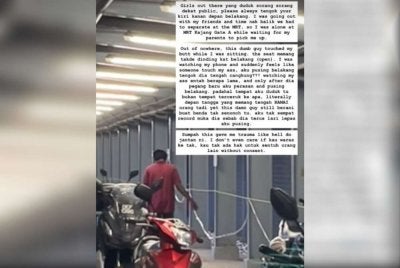 Menerusi perkongsian di media sosial, seorang individu mendakwa kejadian berlaku ketika mangsa sedang menunggu di kawasan terbuka berhampiran tangga stesen sebelum didatangi seorang lelaki yang bertindak menyentuh bahagian badan mangsa tanpa kebenaran.