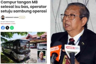 Laporan Sinar Harian pada 3 April lalu. Gambar kanan: Mohammad Nizar