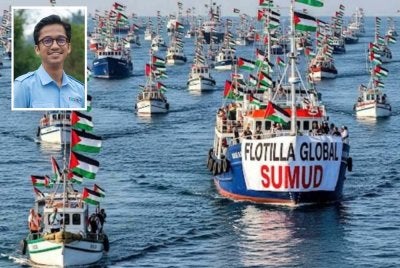 Penglibatan Menteri Besar Selangor, Datuk Seri Amirudin Shari mengetuai Misi Bantuan Kemanusiaan Malaysia ke Gaza melalui delegasi Global Sumud Flotilla 2.0 mencerminkan komitmen negara dan solidariti tinggi terhadap rakyat Gaza. Gambar kecil: Nabil