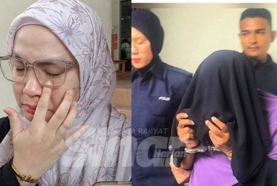 Ibu Qaseh Aulia, Maisarah Rosli (kiri) dan bekas pengasuh Mulyati.
