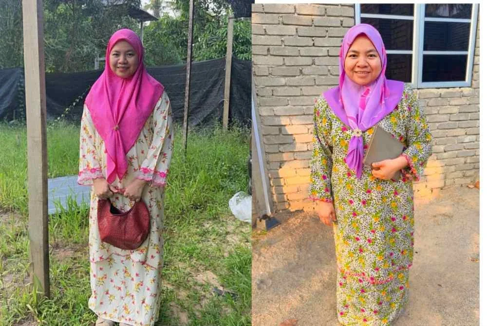 Ahsue mengayakan salah satu baju kurung tradisional terpakai yang dijualnya secara borong.