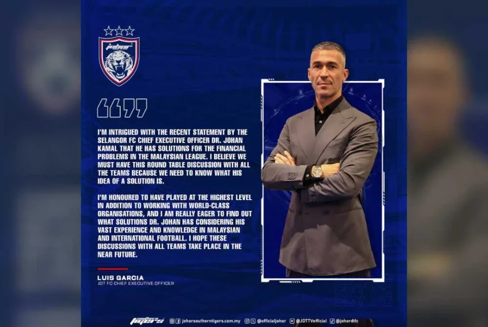 Kenyataan Garcia di laman media sosial JDT