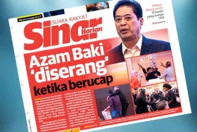 Laporan muka depan Sinar Harian pada Rabu