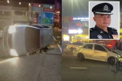 Tangkap layar rakaman video tular kes kemalangan dua kenderaan di Jalan Sultan Abdul Samad, Banting pada Isnin. Gambar kecil: Mohd Akmalrizal