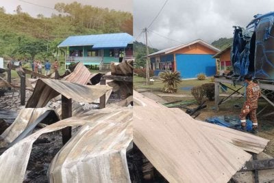 Sebuah blok bangunan yang menempatkan kelas bagi 31 murid di SK Binanon, Sook, musnah dalam kebakaran pada awal pagi Rabu.