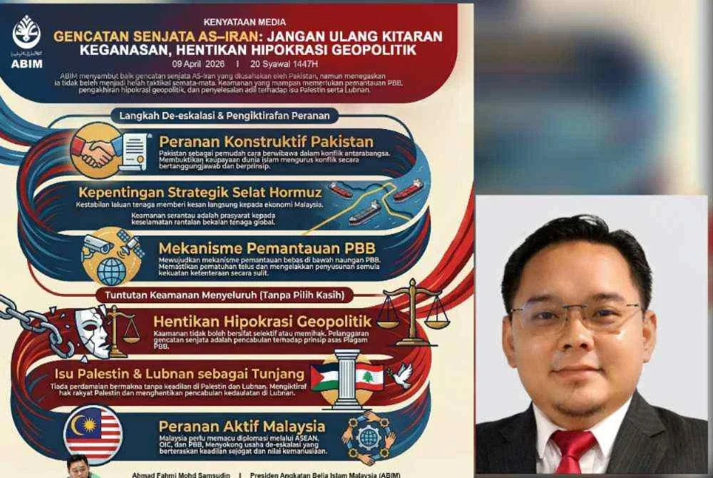 ABIM menyarankan satu mekanisme pemantauan bebas dan telus diwujudkan di bawah PBB bagi memastikan gencatan senjata melibatkan AS dan Iran dipatuhi. Gambar kecil: Ahmad Fahmi