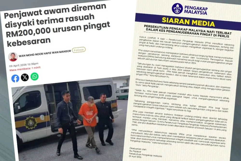 PPM dalam kenyataan memaklumkan pihaknya tidak mempunyai kaitan dengan penahanan seorang penjawat awam oleh SPRM berhubung dakwaan menerima rasuah bagi urusan penganugerahan pingat sebuah pertubuhan beruniform sukarela pada 2024.