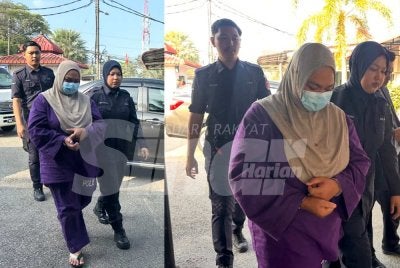 Siti Munirah tiba di Mahkamah Majistret Bachok menaiki kenderaan polis. Foto: ADILA SHARINNI WAHID