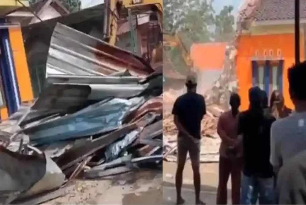 Bekas pasangan itu sepakat untuk merobohkan rumah yang pernah dihuni mereka. - Foto Agensi