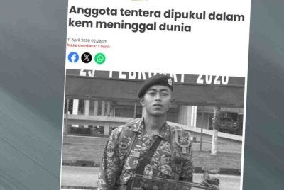 Laporan Sinar Harian pada Sabtu mengenai anggota tentera, Prebet Muhammad Amirul Raziq yang dipukul dalam kem meninggal dunia.
