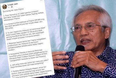 Kenyataan Kadir di Facebook berhubung dakwaan pengeksportan lebih 52 juta liter diesel ke Filipina.