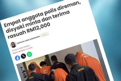 Suruhanjaya Pencegahan Rasuah Malaysia (SPRM) Kelantan melepaskan empat anggota polis
yang sebelum ini direman bagi membantu siasatan meminta dan menerima rasuah kira-kira RM12,000 dengan jaminan pada Sabtu.