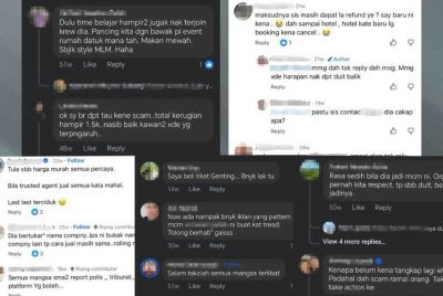 Antara tangkap layar di aplikasi media sosial berkenaan dakwaan penipuan.