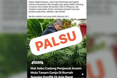 Foto dikongsi pejabat Menteri Pertanian dan Keterjaminan Makanan di laman Facebook Mohamad Sabu pada Selasa