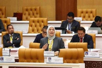 Salina ketika membahaskan Usul Menjunjung Kasih Atas Penzahiran Titah DiRaja Duli Yang Maha Mulia Paduka Seri Sultan Perak Darul Ridzuan pada Mesyuarat Pertama Tahun Keempat Dewan Negeri Perak ke-15 di Bangunan Perak Darul Ridzuan pada Rabu.