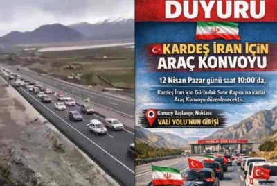 Konvoi tersebut sebagai lambang persahabatan antara rakyat Turkiye dan Iran. Foto: Agensi