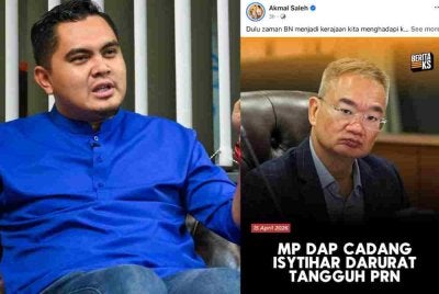 Akmal mengulas cadangan darurat dan menangguhkan PRN oleh Poay Tiong dalam hantaran di Facebooknya pada Rabu.