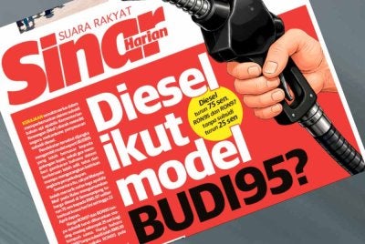 Laporan muka depan Sinar Harian pada Khamis. 