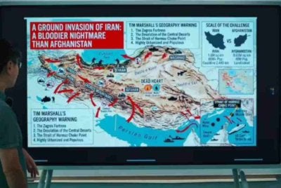 Jiang menjelaskan bahawa faktor geografi Iran menjadikan operasi ketenteraan darat amat mencabar. Foto Agensi