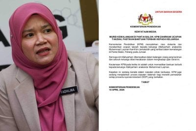 Fadhlina menerusi kenyataan media KPM mengenai SOP insiden mangsa lemas di Pantai Balok.