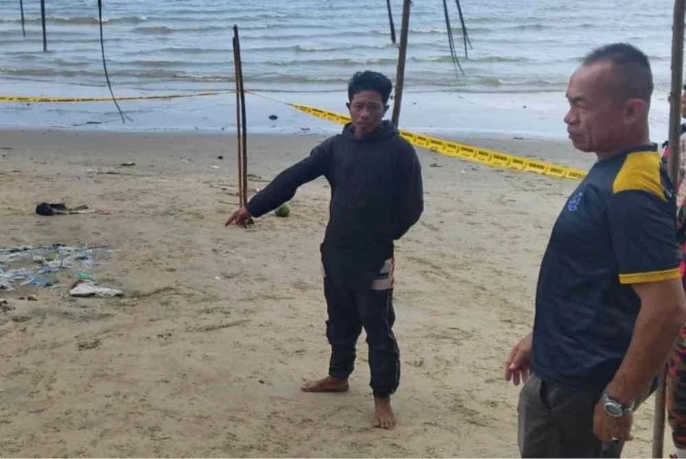 Lokasi mangsa dilaporkan dibaham buaya di tepi pantai Jalan Felda Sahabat 16, Desa Kencana, Lahad Datu.