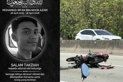 Peserta konvoi, Mohamad Irfan Noor Azam, 21, disahkan meninggal dunia di lokasi kejadian akibat kecederaan parah.