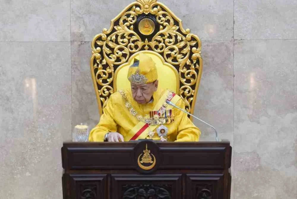 Sultan Selangor bertitah sempena sempena Istiadat Pembukaan Penggal Persidangan DUN Selangor di Bangunan DUN, pada Isnin. Foto SINAR HARIAN/ROSLI TALIB