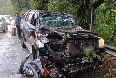 Kenderaan dipandu mangsa dalam kejadian pada Isnin.