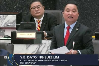 Suee Lim semasa sesi pertanyaan sidang DUN Selangor pada Rabu.