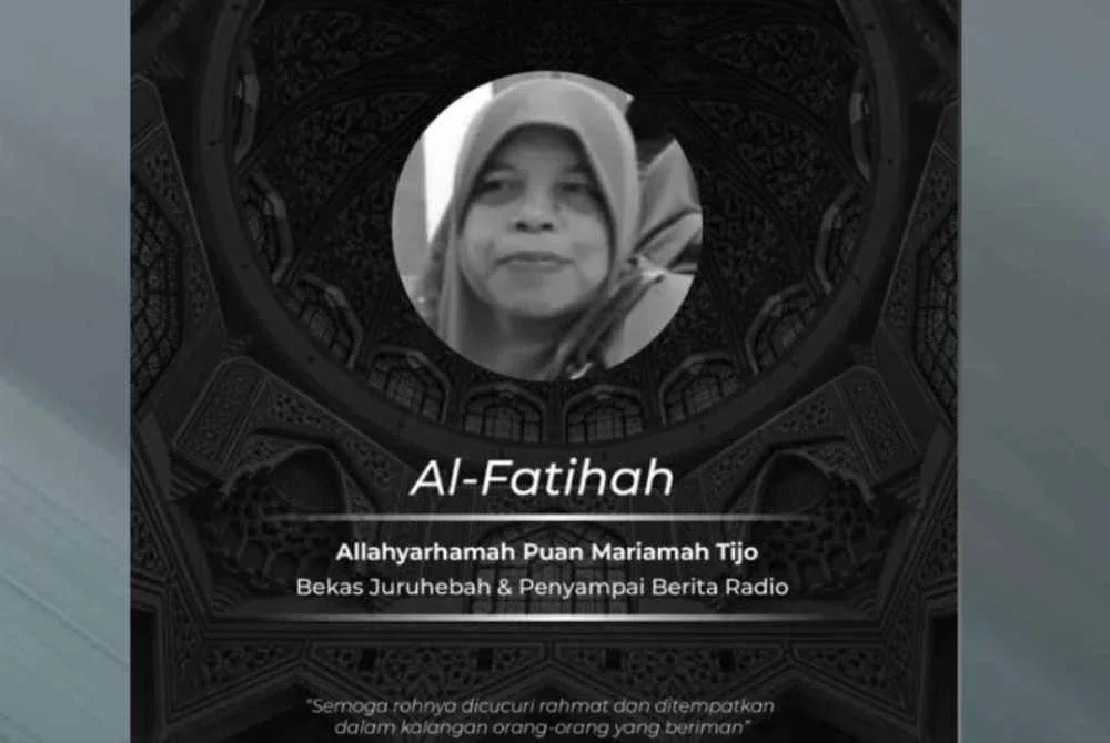 Bekas penyampai radio Radio Televisyen Malaysia (RTM), Mariamah Tijo, meninggal dunia awal pagi Khamis.