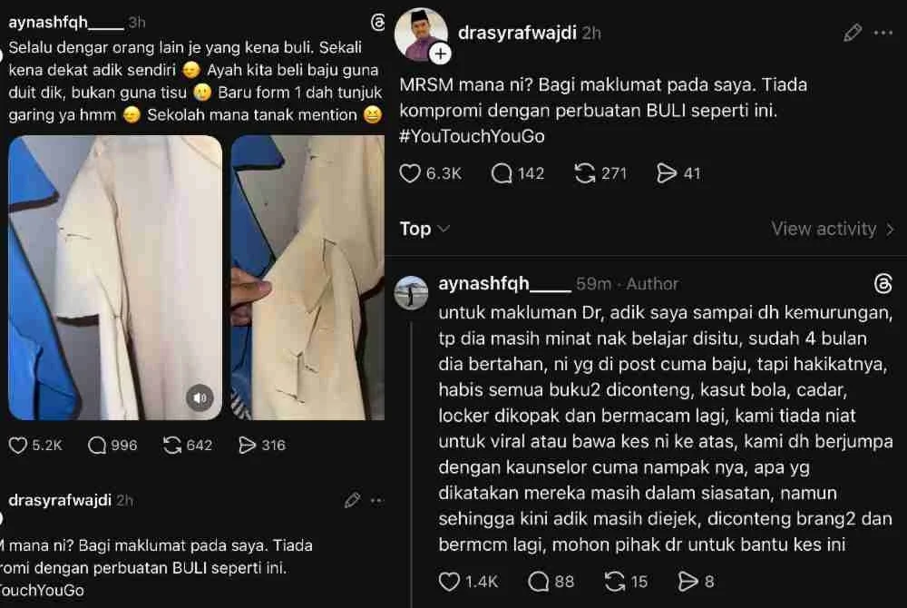 Hantaran @aynashfqh mendapat respons daripada Asyraf Wajdi.
