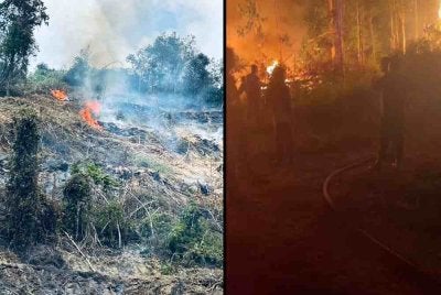 Beberapa kebakaran belukar yang berlaku di daerah di Kelantan. Foto Pembaca