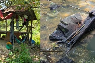 Lokasi di mana mayat seorang lelaki ditemukan berhampiran kebun getah di Kampung Pulai, Gua Musang pada Khamis, disiasat sebagai kes bunuh. Foto PDRM