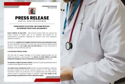 HDK meminta kerajaan untuk menunaikan janji menubuhkan Suruhanjaya Perkhidmatan Kesihatan (SPK) bagi menangani krisis itu.
