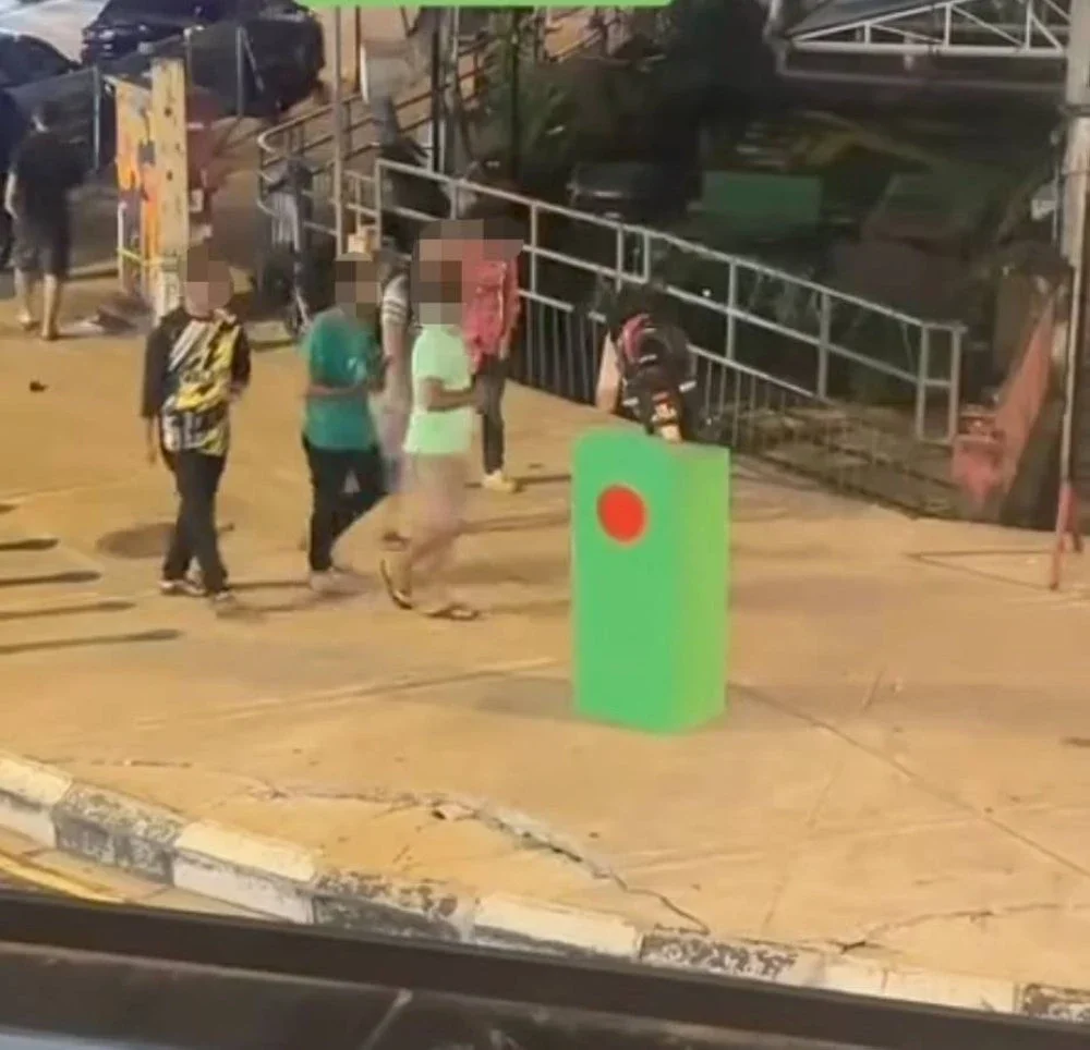 Tangkap layar rakaman video tular memaparkan video disyaki objek batu yang dicat dengan imej bendera Bangladesh.