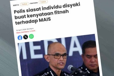 Laporan Sinar Harian pada 18 April lalu berhubung siasatan dijalankan ke atas seorang indvidu dipercayai membuat kenyataan fitnah terhadap MAIS.