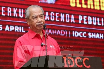 Muhyiddin menyampaikan Pidato Presiden sempena Konvensyen Bersatu Selangor di IDCC Shah Alampada Ahad. Foto Sinar Harian - ASRIL ASWANDI SHUKOR